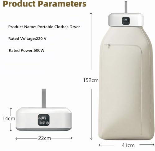 ZERIFAM Electric Clothes Dryer, Portable Mini Dryer Machine, 480 Minute Timer Function, Foldable Electric Drying Machine, Equipped with a Drying Bag and Remote Control, For Rvs, Travel, Etc