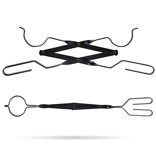 Syntrific 26 Inch Fireplace Tongs Log Claw Grabber Large Fire Tong Tool for Easily and Safely Moving Firewood Reinforced Wrought Iron for Extra Strength Rust Resistant Finish Fireplace Tongs for Indo - Thumbnail 3