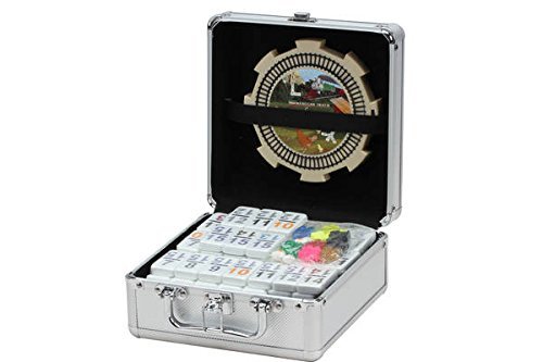Double 15 Numeral Professional size Mexican Train and Chicken Dominoes Set in Aluminum Case