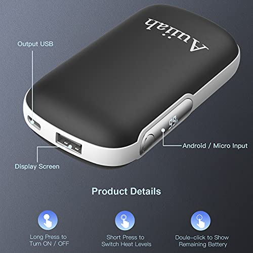 Hand Warmers Rechargeable, 10000mAh Electric Pocket Warmer Power Bank with 18W Fast-Charging, LED Display, 15hrs Long Lasting Heat, Perfect for Outdoor, Raynauds, Heat Therapy, Gift for Women, Men