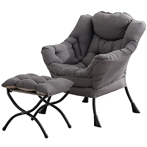 Tiita Lazy Chair with Ottoman, Modern Large Accent Lounge Chair