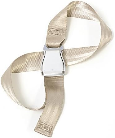 FlyBuckleFlyBuckle Airplane Fashion Belt #1 Favorite Unique Seat Belt Buckle Design - Sand Beige. Medium Size.