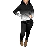 HTD Two Piece Outfits for Women Casual Sweatsuits Set Long Sleeve Hoodie Tracksuit Pullover Jogger Sweat Pants Set