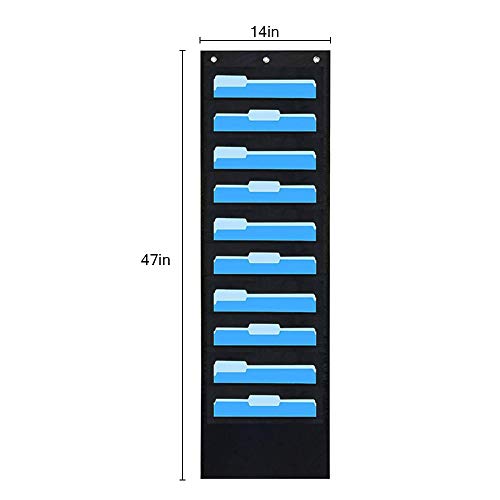 Hanging File Folder Organizer, 10 Pockets, 3 Hangers Cascading Wall Organizer, Perfect for Home Organization, School Pocket Chart, Office Bill Filing Bills and Charts at Home