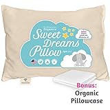 Toddler Pillow & Pillowcase Made in USA - Certified Organic Cotton - 13X18 Machine Washable-Soft and Safe-Toddlers, Kids, Infant - Perfect for Travel, Toddler Cot, Bed Set-Baby Pillows for Sleeping