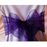 mds Pack of 50 Organza Chair sash Bow Sashes for Wedding and Events Supplies Party Decoration Chair Cover sash -Cadbury Purple