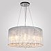 LightInTheBox Modern Silver Crystal Pendant Light in Cylinder Shade Drum Style Home Ceiling Light Fixture Flush Mount Pendant Light Chandeliers Lighting for Bedroom Living Room Dining Room Guest Room