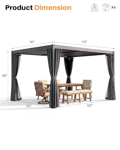 SeeHill 10x12 Aluminum Louvered Pergola Review: Adjustable Roof Gazebo with Curtains image 21