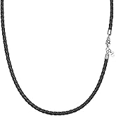 JEVINDA Leather Necklace 925 Sterling Silver Clasp 2.5mm/3mm Braided Genuine Leather Cord for Men and Women 46-61cm optional Chain for Pendant DIY With gift box