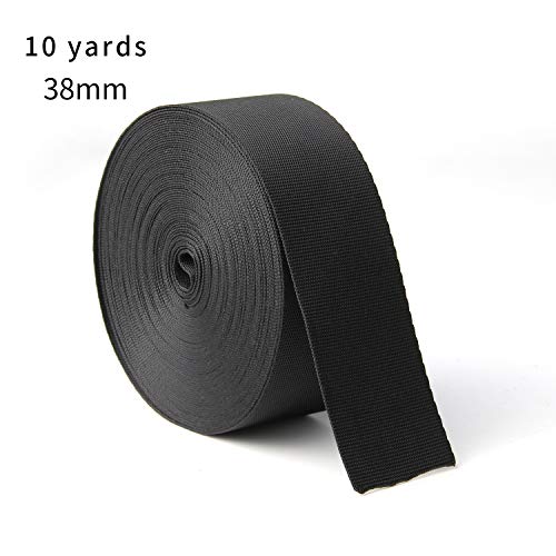 JIAKAI 1.5 Inch Wide 10 Yards Nylon Heavy Duty Webbing Strap,Polypropylene Heavy Straps for Bags, Hammocks, Outdoor Climbing and DIY Making Luggage Strap, Pet Collar, Backpack Repairing(Black)
