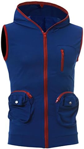 Zantt Men's Active Hoodies Front Zip Multiple Pockets Sleeveless Vest Jackets 1 US S