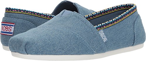 Skechers BOBS Women's Bobs Plush-Powwow Ballet Flat, Denim, 10 M US