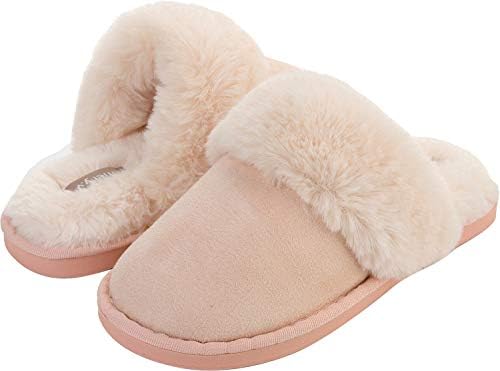 JINKUNL Womens Mens Furry House Shoes Winter Warm Memory Foam Clog Slippers Indoor & Outdoor