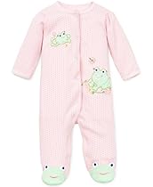 Little Me Frog Friends Footie, Pink, 3 Month