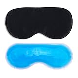 Kimkoo Silk Sleep Mask&Gel Eye Mask for Sleeping,Cold Compress for Dry Eyes,Black …