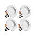 TORCHSTAR 4 Inch Dimmable LED Recessed Lighting with Smooth Trim, Retrofit Recessed Downlight, 10W (65W Equiv.), CRI 90, Wet Location, ETL Listed, 700lm, 2700K Soft White, Pack of 4