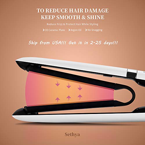 Sethya Hair Straightener Flat Iron for Hair Iron Straightener and Curler 2 in 1up to 450°F Ship from USA (1INCH)