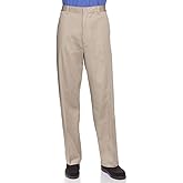 AKA Half Elastic Wrinkle Free Flat Front Men's Slacks – Relaxed Fit Twill Casual Pant