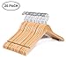 Amber Home 20 Pack Natural Wooden Shirt Hangers, Premiun Wood Coat Hangers Without bar, Clothes Hangers for Jacket, Bridal (Natural, 20)