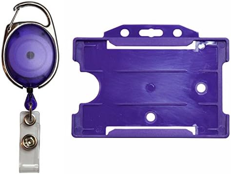 Pac Supplies Usa - Carabina Badge Reel / Id Pass Holder with Matching Card Holder (PURPLE)