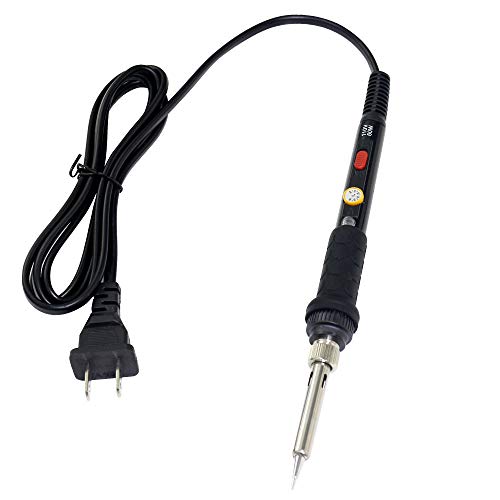 GLE2016 Electric Soldering Iron Kit 60W Adjustable Temperature Welding Soldering Iron with 5pcs Different Tips, 1 Solder Wire 1.0mm Dia. (Soldering Irons) (Upgrade Black) - Thumbnail 2