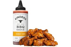 EAASOK Al Amin Foods Kinder's Honey Hot BBQ Sauce Premium Quality 2 Glass Bottle 15.5oz (439g) each .