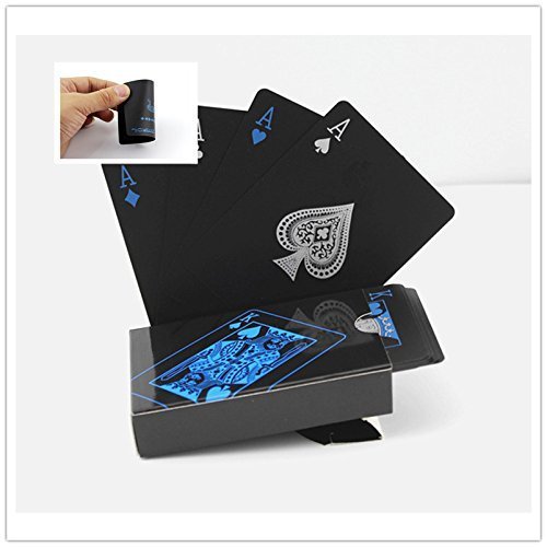 Waterproof PVC Playing Cards Set Pure Color Black Poker Card Classic Magic Tricks Tool ,54pcs/Deck