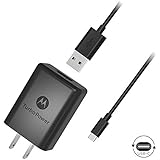Motorola SPN5970A TurboPower 15+ QC3.0 Wall Charger with SKN6473A USB-A to USB-C Cable for Moto X4, Z2 Force/Play, Z3 Play, G6, G6 Plus (Retail Box)