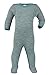 Baby Footed Romper Overall w/ Long Sleeves, Organic Merino Wool and Silk (74-80cm/6-9months, Teal)