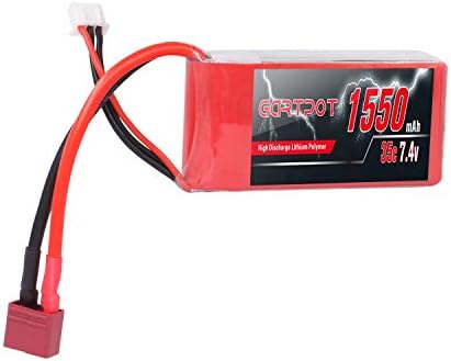 GARTPOT 7.4V 1550mAh 35C 2S LiPo Battery Pack with Deans Plug for FPV Racing RC Quadcopter Helicopter Airplane Multi-Motor Hobby DIY Parts (1 Pack)