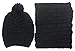 HANERDUN Women Girls Fashion Winter Warm Knitted Hat Beanie Hat Scarf Set Black