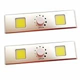 【2 Pack】Elecrainbow Wireless Dimmer Solid Zinc Alloy COB Light Bar with Powerful Magnet Mount - Batteries Included - Under Cabinet, Shelf, Closet, Kitchen RV Boat - No Electrician Needed, Silver