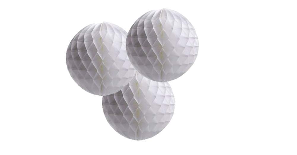 Paper Honeycomb Balls (Pack of 3) Christmas Tree Decorations Birthday Wedding Baby Shower (6" (15cm), White)