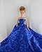 A Long Gown in Bold Blue with a Circle Patterned Fabric Made to Fit Barbie Doll