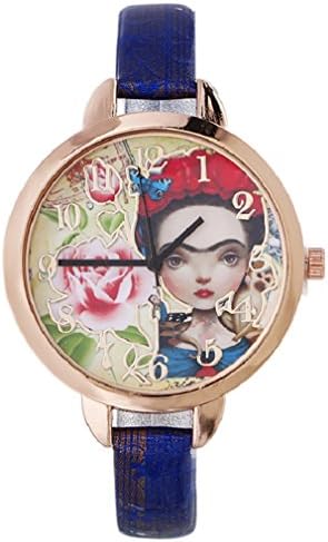 Fashion Women Watch Girl Roses Monkey Blue Butterfly Quartz Wristwatch Vintage