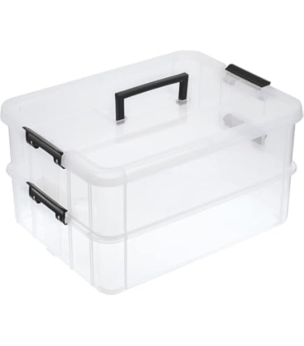 2点SET CONTAINER TABLE TOP 50L 74L BTSKY 2 Layer Stack & Carry Box, Plastic Multipurpose
