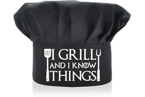 AGMdesign Funny Chef Hat, I Grill and I Know Things, Adjustable Kitchen Cooking Hat for Men & Women Black, Mother's Day/Father's Day/Birthday Gift for Him, Her, Mom, Dad, Friend