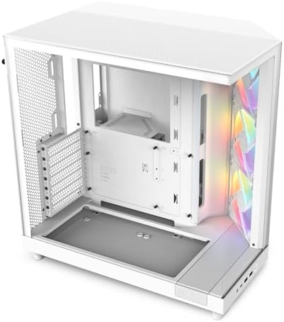 NZXT H6 Flow RGB Mid-Tower Airflow Case with 3 RGB Fans, Panoramic Glass Panels, and Cable Management - White