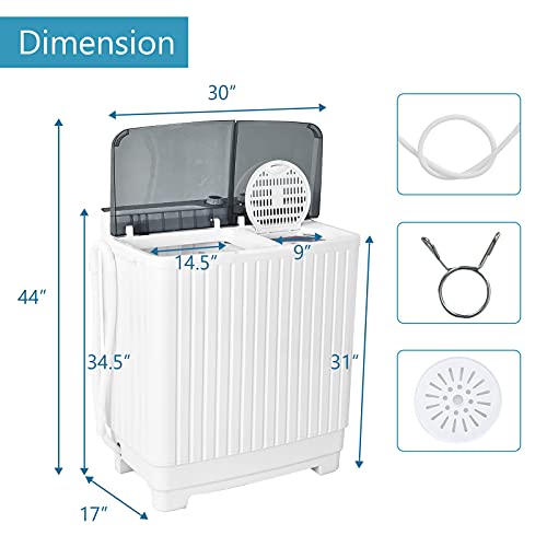 Giantex Portable Washing Machine SemiAutomatic, Twin Tub Washer and