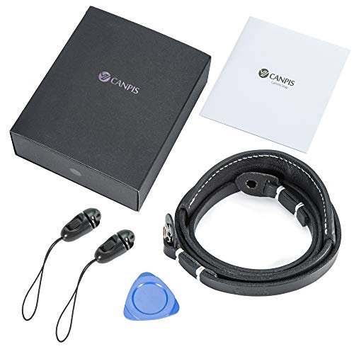 CANPIS Echtes Leder Kamera gurt Schnellverschluss, CP005 Vintage Kamera Schultergurt Hals ragegurt für Nikon Canon Sony Pentax Leica Olympus Fuji Alle DSLR-Kamera (Schwarz) – Bild 3