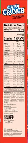 QUAKER CAP’N CRUNCH BREAKFAST CEREAL, 18OZ BOX, 18 OZ