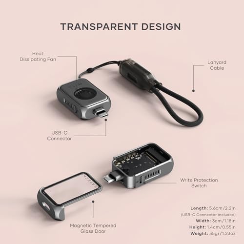 Satechi M.2 NVMe Mini SSD Enclosure with 10Gbps Transfer Speed, Up to 2TB SSD Storage, Active Auto Cooling, Compact and Portable USB C Case, Supports NVMe 2230 SSDs (SSD Not Included)