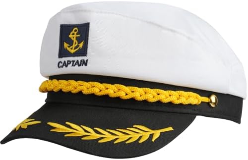 Amazon.com: Deluxe Men's Captain Skipper Yacht Hat, Sizes 57-60 CM