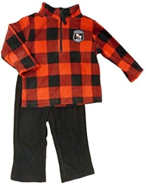 Carters Infant Boys 2 Piece Junior Ranger Outfit Red Plaid Fleece Jacket & Pants