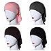 Ksweet 4pcs Stretch Elastic Hijab Cap for Women Summer Underscarf Tube Cap Head Cover Scarf (Black+Grey+Light Brown+KQ)