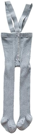 CiSiRUN Baby Girls High Waist Tights Overall to Protect Belly Cotton Solid Leggings (S (0-1Y), Grey)