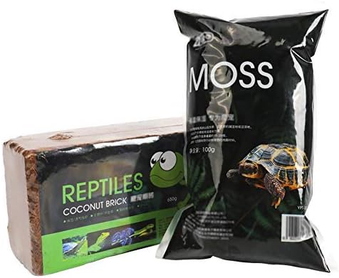 OMEM Reptiles Coconut Brick Moss Set Terrarium Bedding Substrate Mat Tortoise Warm Hibernation Soil Pet Supplies