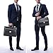 Ronts Leather Briefcase for Men with Lock 15.6 Inch Laptop Messenger Bag Business Lawyer Bag Black