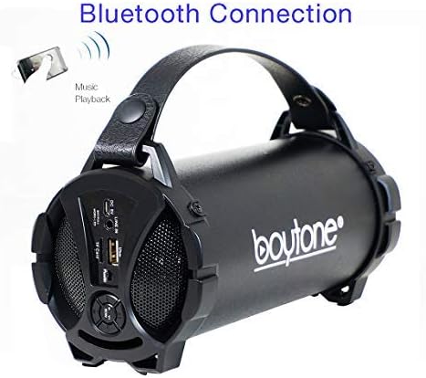 Boytone BT-38BK Portable Bluetooth Indoor/Outdoor Speaker 2.1 Hi-Fi Cylinder Loud Speaker with Built-in 2x3 Sub and SD Card, USB, USB Charger, AUX, FM Radio, Built in Rechargeable Battery