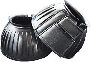 Kingsea Black Color No Turn Rubber Bell Boots for Horses,Equine (1 pair)